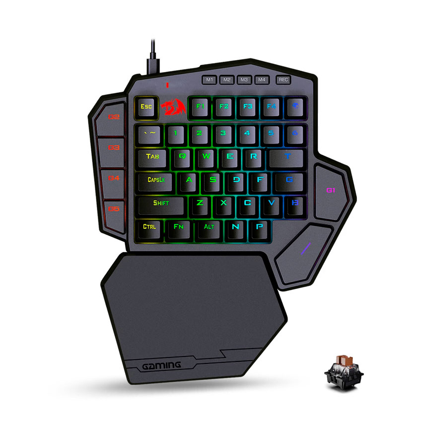 Teclado Mecánico Redragon DITI Brown RGB de una mano K585RGB