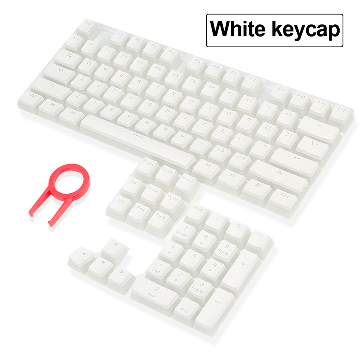 Keycaps-Redragon-SCARAB-5 Redragon 105 Keycaps Teclas De Pudín Pbt De Doble Disparo Blanco - Imagen 1