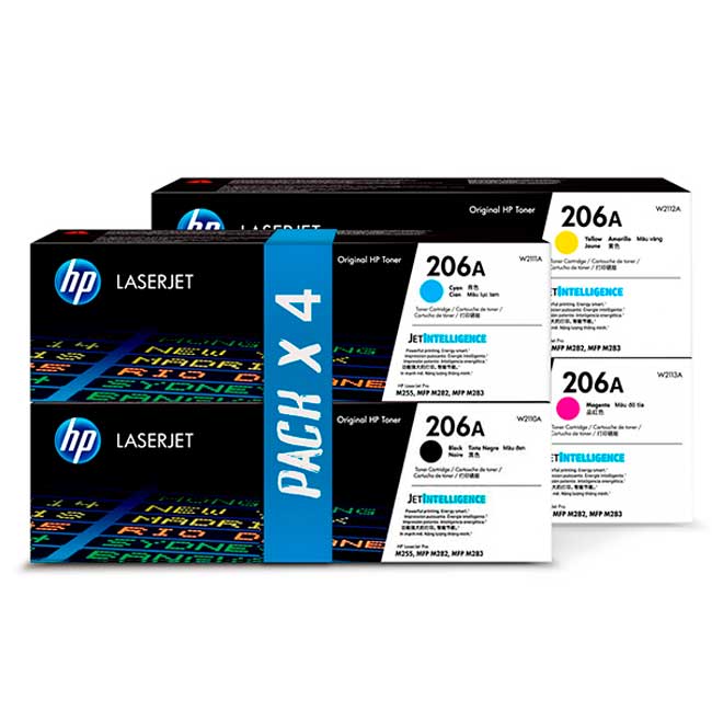 Kit Toner Hp 206A Original para laserJet Pro M255nw M283fdw - C+M+Y+BK