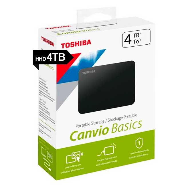 Disco Toshiba 4tb HDTB440XK3CA Canvio Basics Externo USB 3.0.