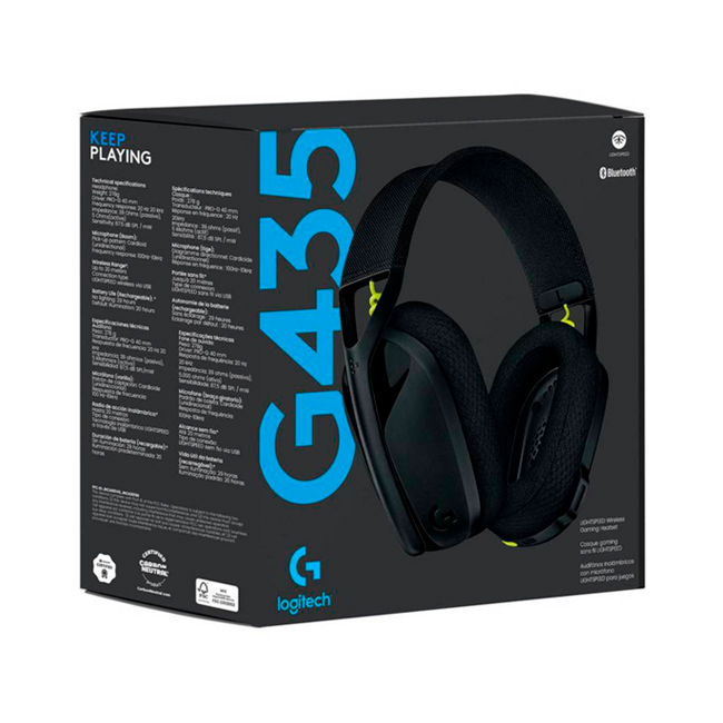 G435 - Logitech - Negro - Auriculares Gaming inalámbricos