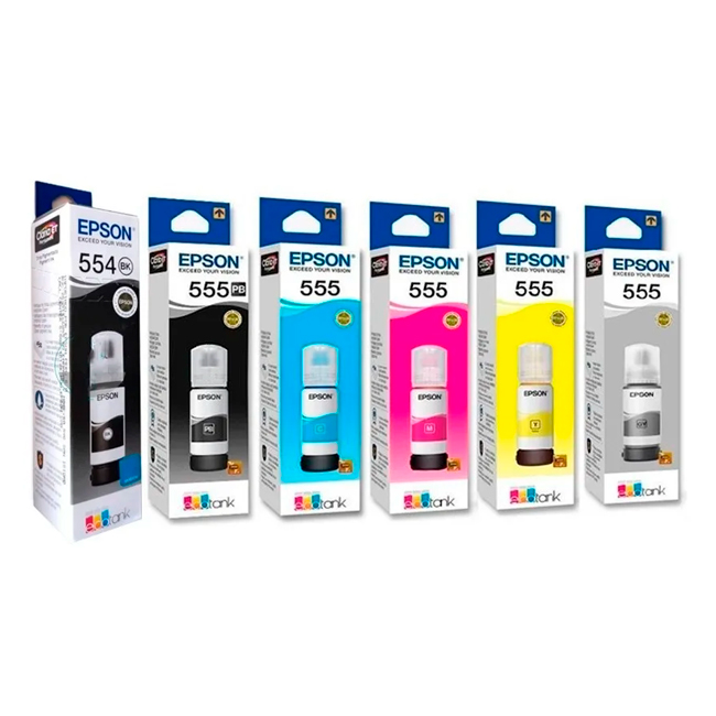 Kit X6 Tinta T555 Epson Original L8160 L8180
