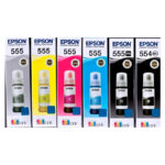 Kit X6 Tinta T555 Epson Original L8160 L8180 - Imagen 2
