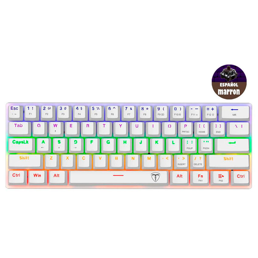 Teclado T-Dagger Arena T-TGK321 blanco QWERTY Brown