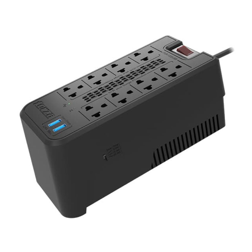 Estabilizador Forza FVR-1222USB 1200VA/600W, 8 slds, 2 USB-220V
