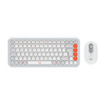 KIT Logitech POP ICON Teclado + Mouse Blanco Crudo con Naranja