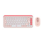Combo Logitech POP ICON Teclado + Mouse Rosa con Blanco Crudo