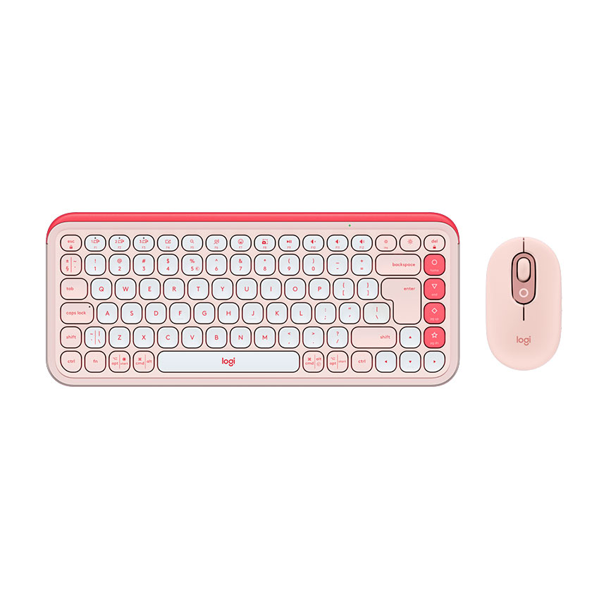 Combo Logitech POP ICON Teclado + Mouse Rosa con Blanco Crudo