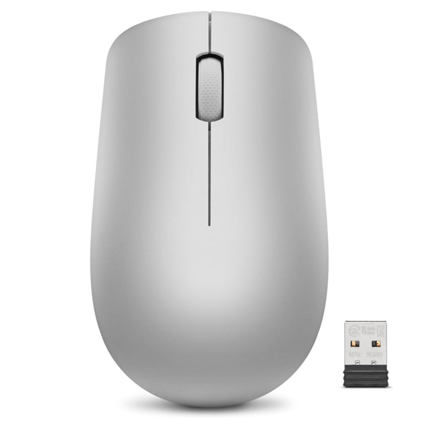 Mouse Inalámbrico Lenovo 530 Gris Diseño Ergonómico, 1200 DPI