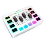 Mixer Fifine SC3 blanco USB-C XLR RGB 50dB para Streaming y Podcast