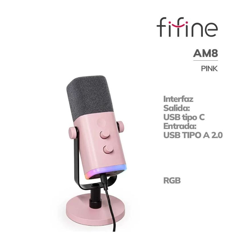 Micrófono Dinámico Fifine AM8 PINK