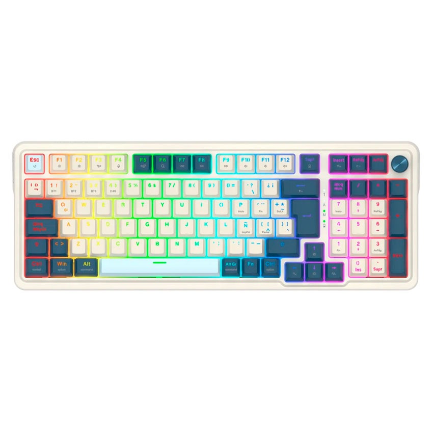 Teclado Mecánico Inalámbrico Redragon EISA K686-RGB-PRO White/Blue – Español