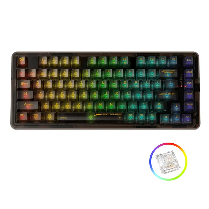 Teclado Mecánico Redragon ELF PRO K649CTB RGB-PRO Wireless, 75%, Inglés
