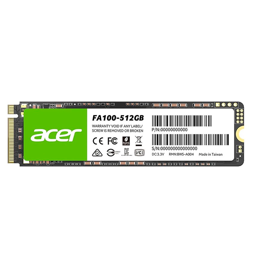 Acer FA100 512GB – SSD M.2 NVMe Gen3 x4 ultrarrápido hasta 3300 MB/s