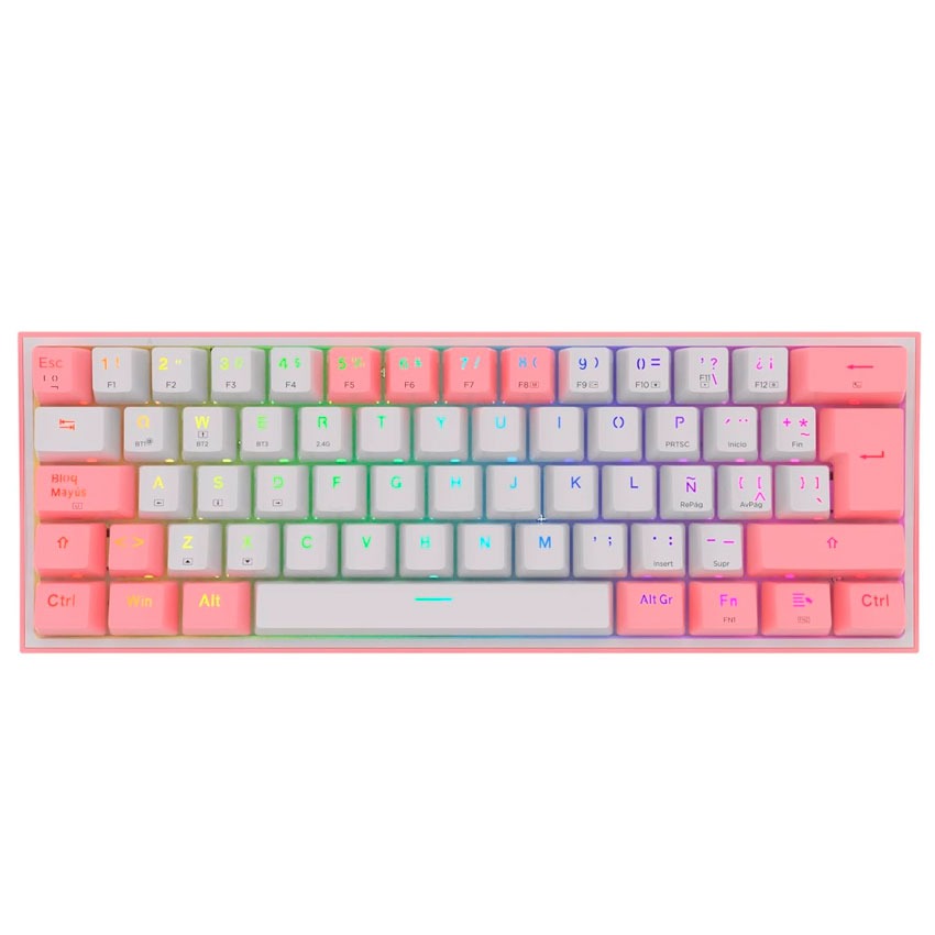 Teclado Redragon FIZZ PRO K616-RGB-PW Wireless 60% Pink/White