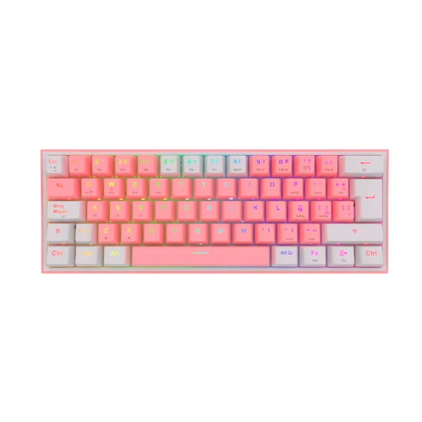 Teclado Redragon FIZZ PRO K616-RGB-PW Wireless 60% RGB Pink/White