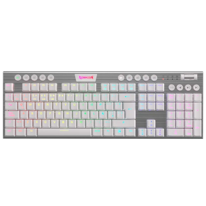 Teclado Mecánico Redragon HORUS K618W-RGB-SP WHITE Wireless Red Switch