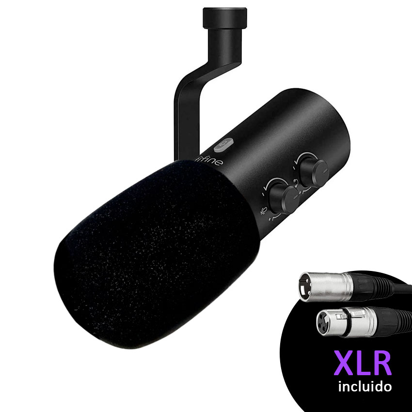 Micrófono Fifine Tank3 Dinámico con Filtro Anti-Pop XLR y USB