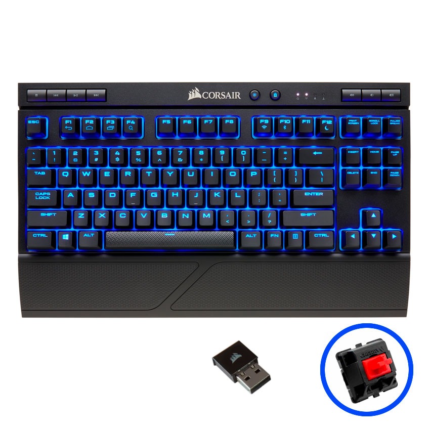 Teclado Corsair K63 Wireless Mecánico Español CHERRY MX Red LED Azul