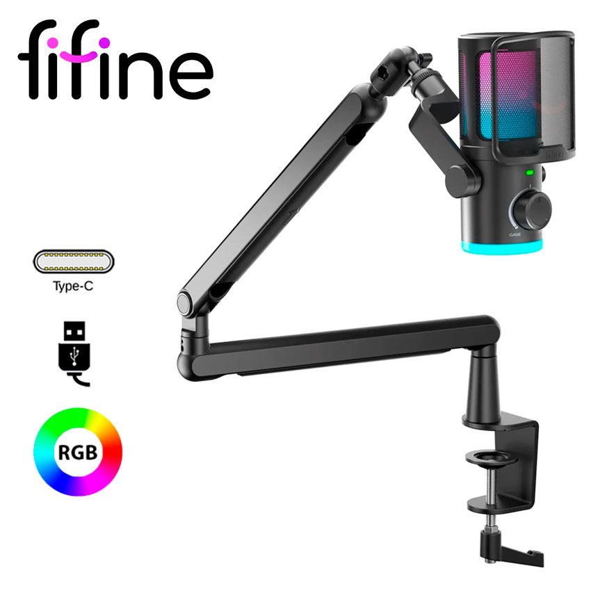 Micrófono Fifine TAM6 Black con Brazo