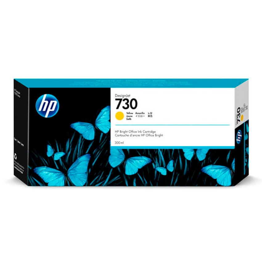 Tinta HP 730 Yellow 300ml P2V70A para Plotter DesignJet T1600 T1700 T2600