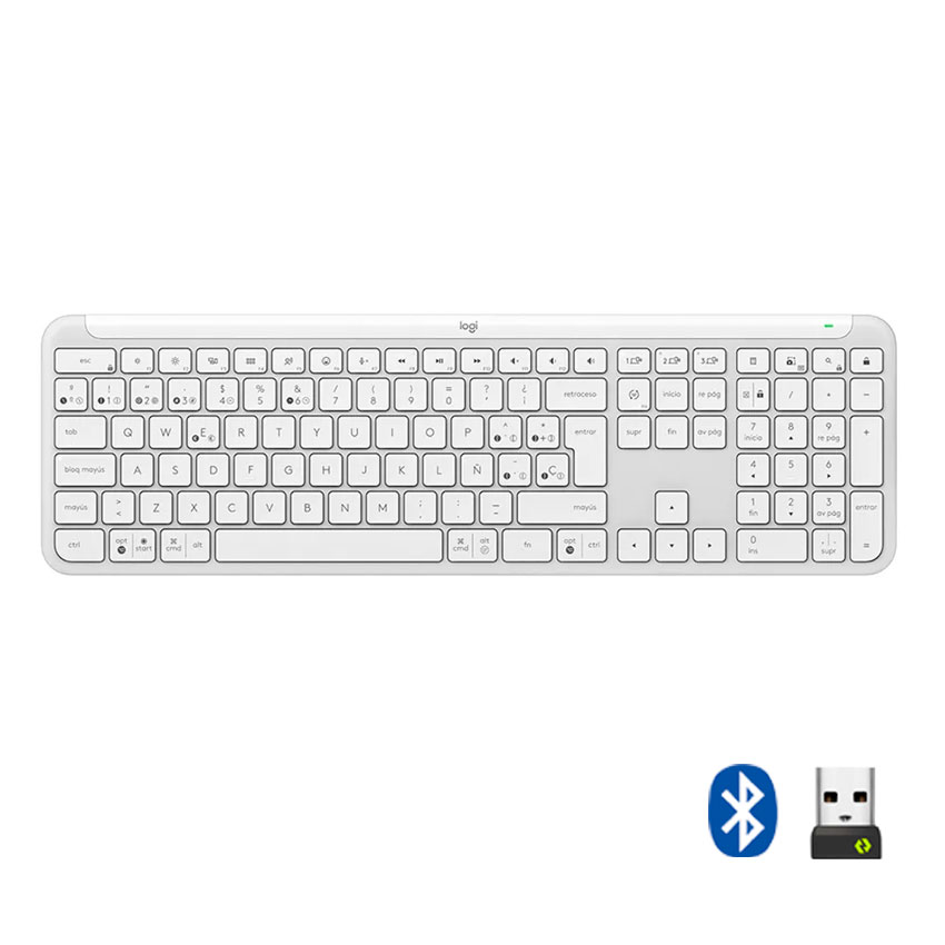 Teclado Logitech Signature Slim K950 Blanco Bluetooth y Logi Bolt