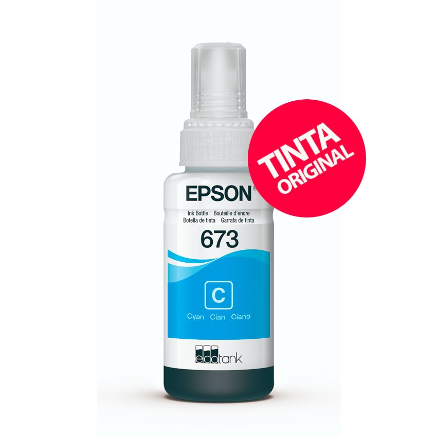 Tinta Epson 673 Cyan Original para EcoTank L805 / L850 / L1800