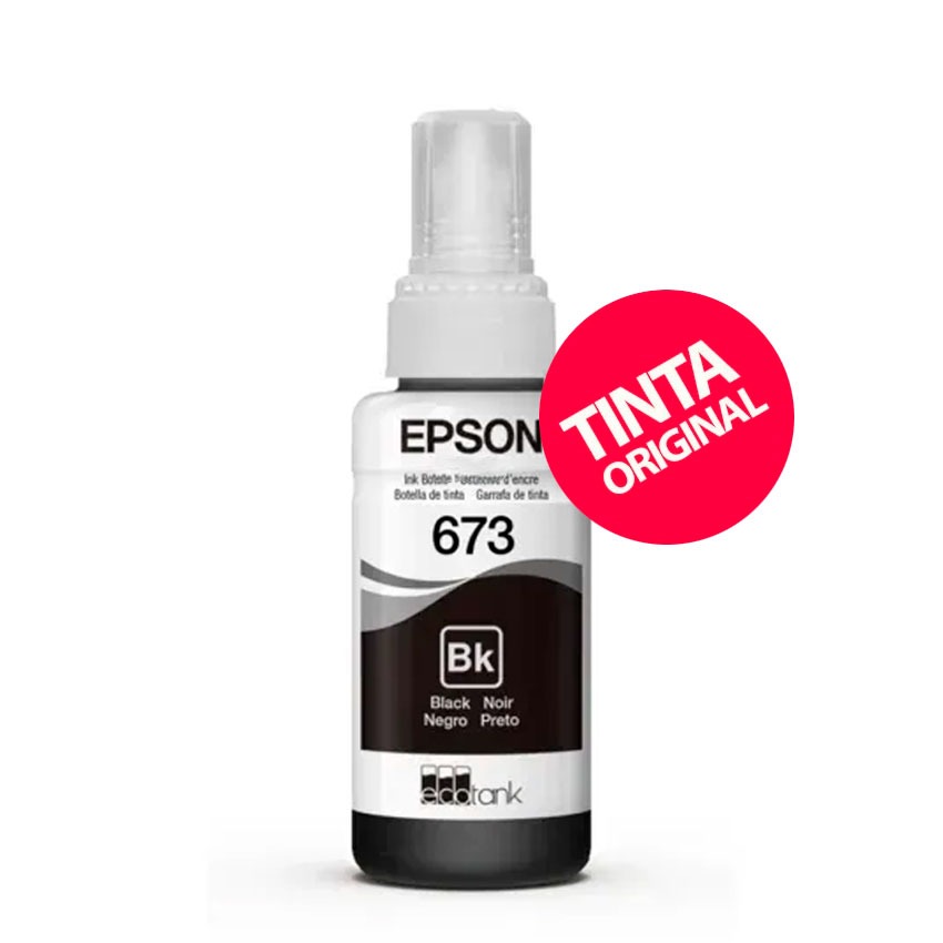 Tinta Epson 673 Negra Original para EcoTank L805 / L850 / L1800