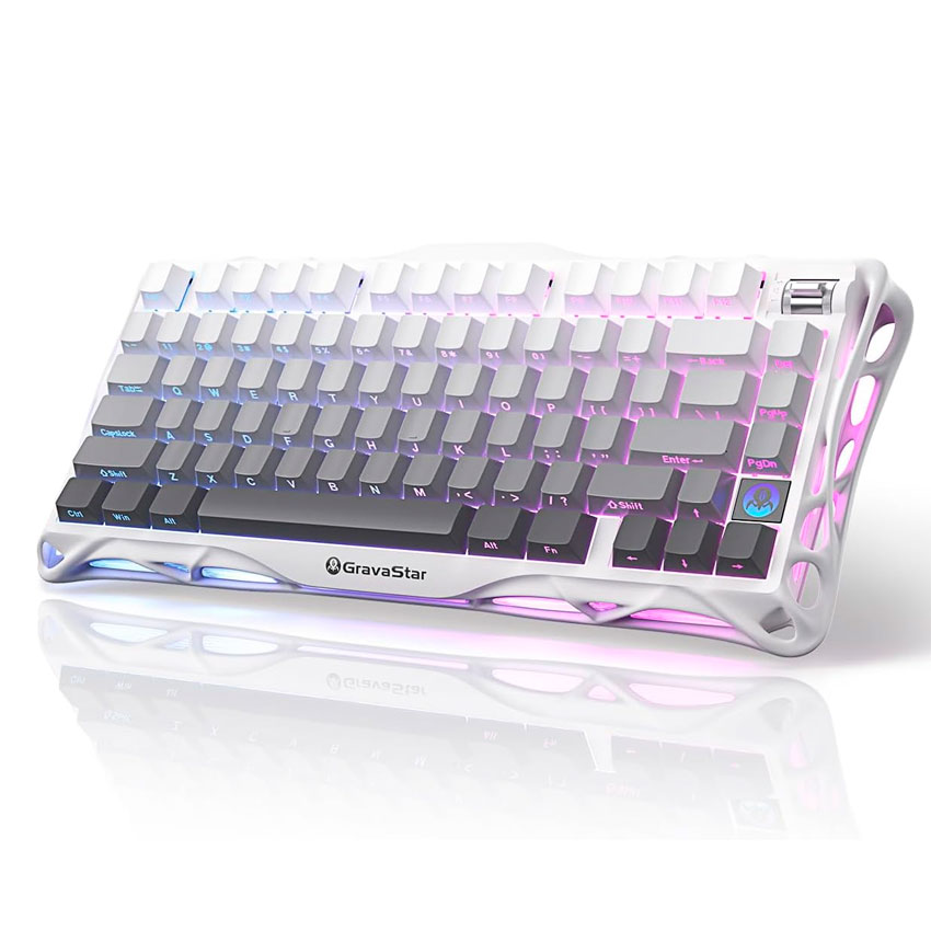 Teclado GravaStar MERCURY K1 Inalámbrico Inglés Gradient White