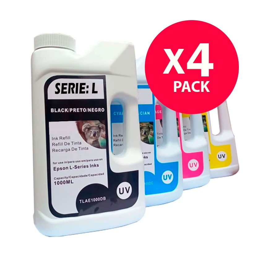 Pack 4 Tintas Top Jet Epson Compatibles 1 Litro (T504/T544/T664) – Negro, Cian, Magenta y Amarillo