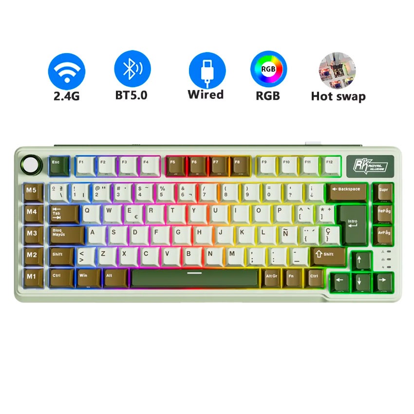Teclado Royal Kludge RK L75 Inalámbrico PALM GREEN Creamy