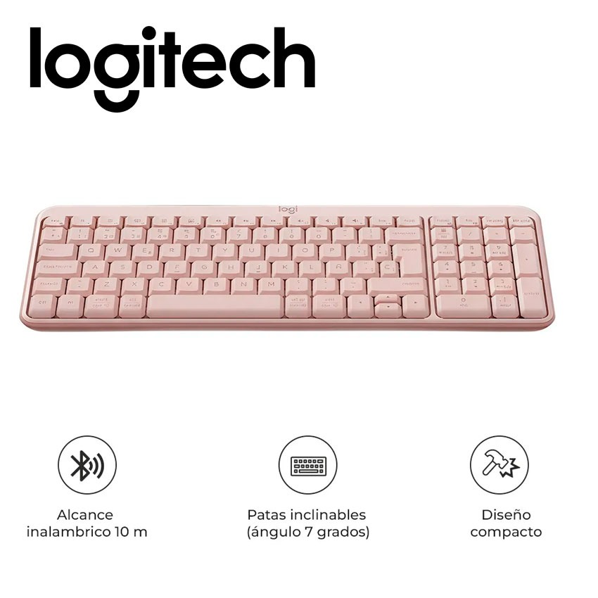 Teclado Logitech K250 Bluetooth Inalámbrico Español Rose