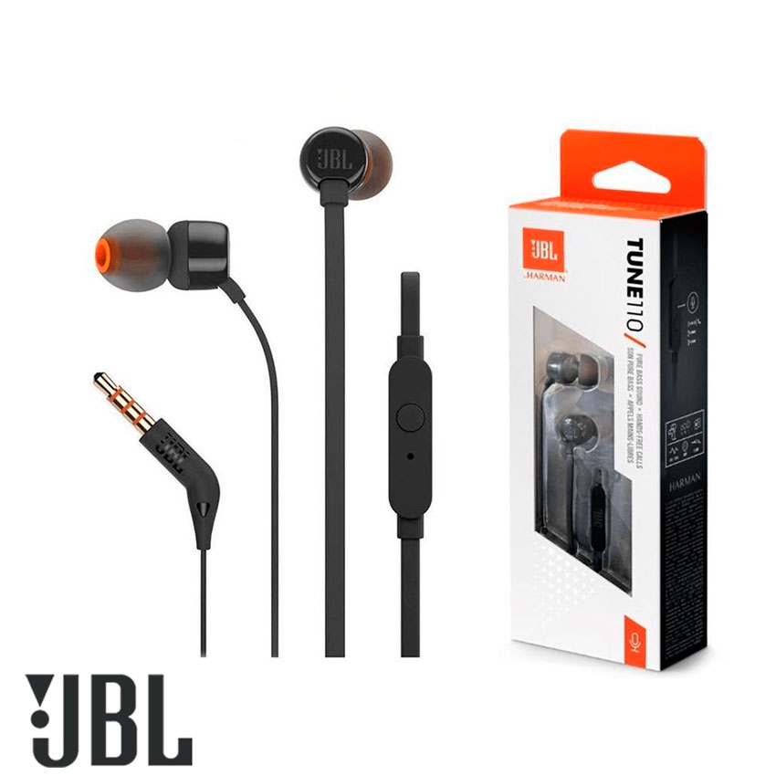 Audífonos JBL TUNE T110 Wired con Micrófono 3.5 mm Negro