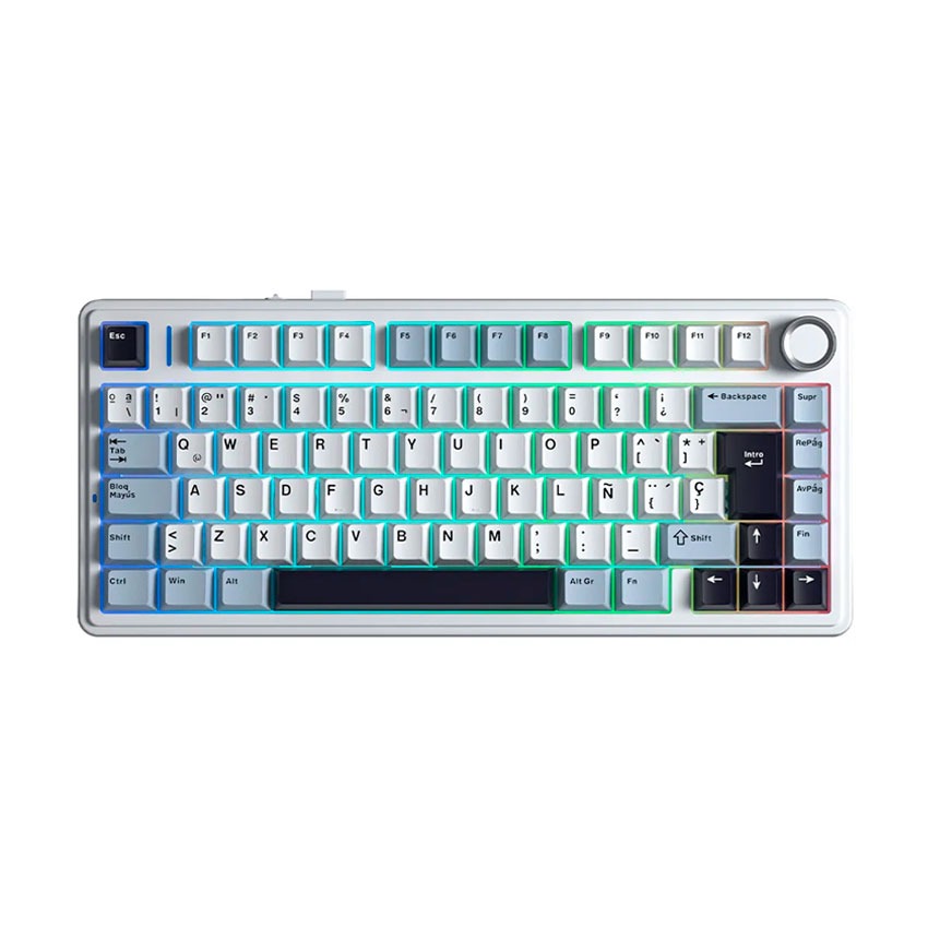 Teclado Aula F75 RGB Inalámbrico Español WHITE/BLACK – REAPER SWITCH