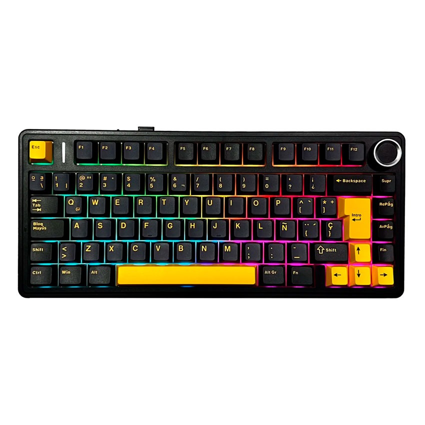 Teclado AULA F75 RGB Inalámbrico Español BLACK/YELLOW