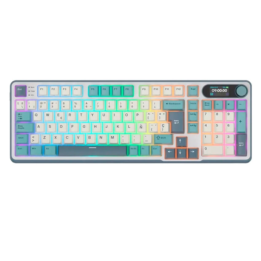 Teclado Royal Kludge RK-S98 Inalambrico LIGHT CLOUD - CHARTREUSE SWITCH