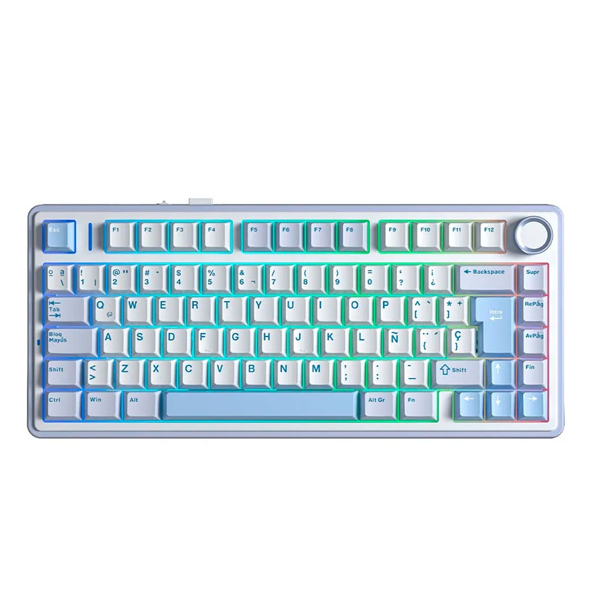 Teclado AULA F75 RGB Inalámbrico Español WHITE/CYAN