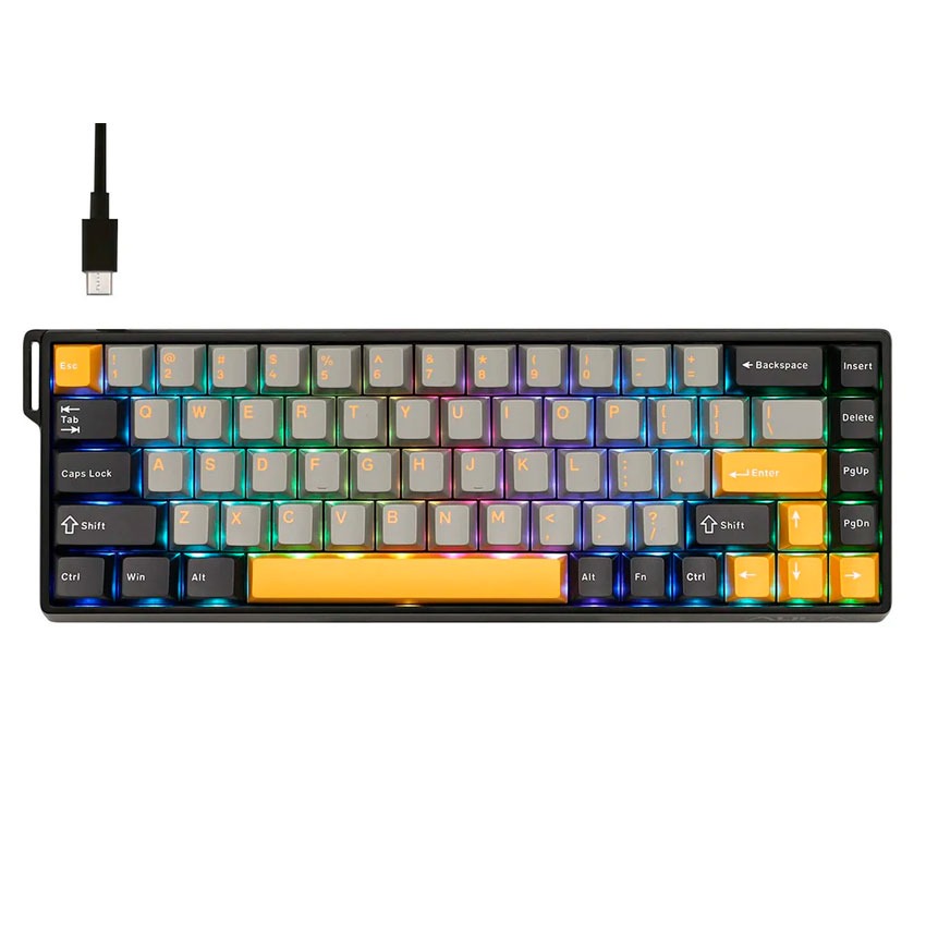 Teclado Aula WIN68HE MAX Cableado BLACK/GREY/YELLOW - WING CHUN MAGNETIC SWITCH