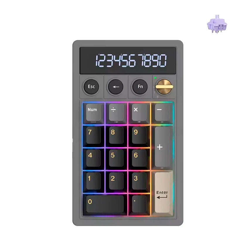 Teclado Numérico Royal Kludge RK M20 Phantom Violet Switch RGB Tri-Mode