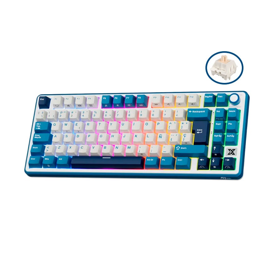 Teclado Royal Kludge RK X87 Inalámbrico BLUE - BEIGE SWITCH