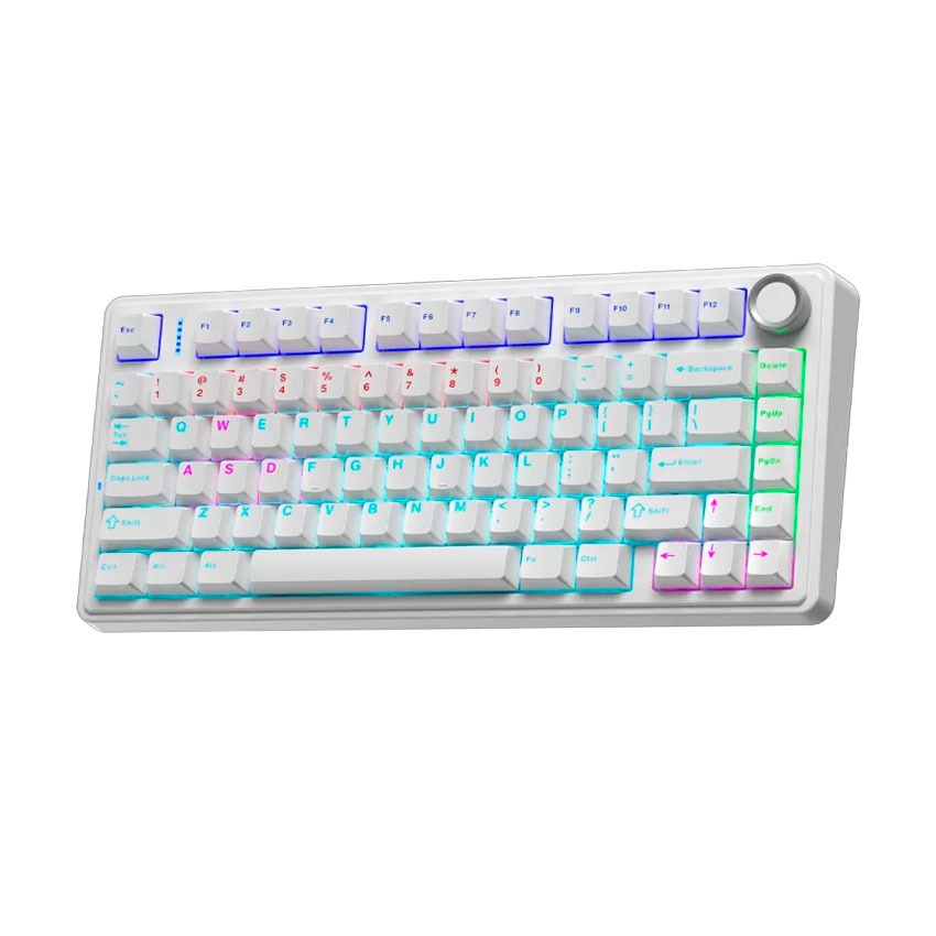 TECLADO AULA F75 RAINBOW CABLEADO INGLÉS WHITE BLUE SWITCH