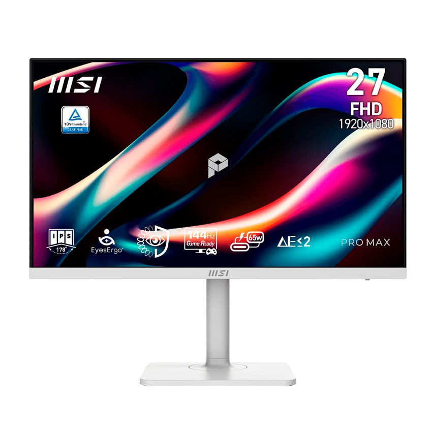 Monitor MSI PRO 27" FHD 144Hz 1ms IPS USB-C 65W PD KVM FreeSync Blanco Ergonomico PRO MAX 271PHW E14
