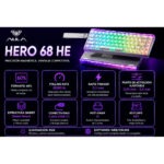 Teclado Gamer Magnético Aula HERO68HE Switch Silver RGB Gasket 8000Hz Blanco Transparente - Imagen 5