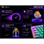 Teclado Gamer Magnético Aula HERO68HE Switch Silver RGB Gasket 8000Hz Blanco Transparente - Imagen 3